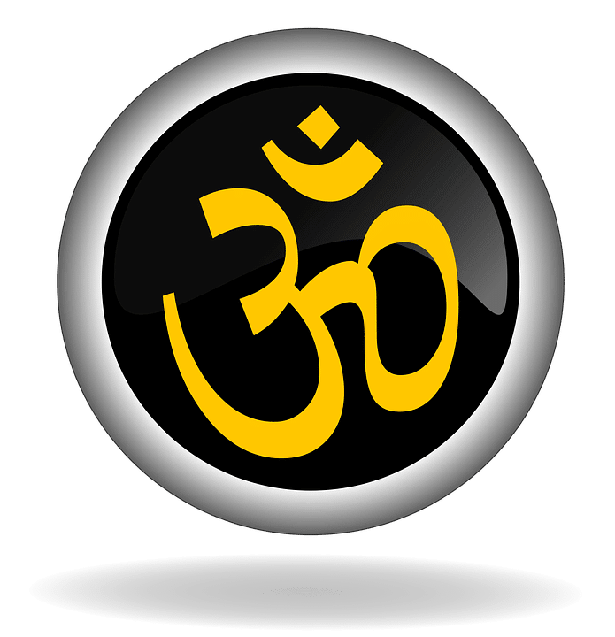 Yellow om on black background